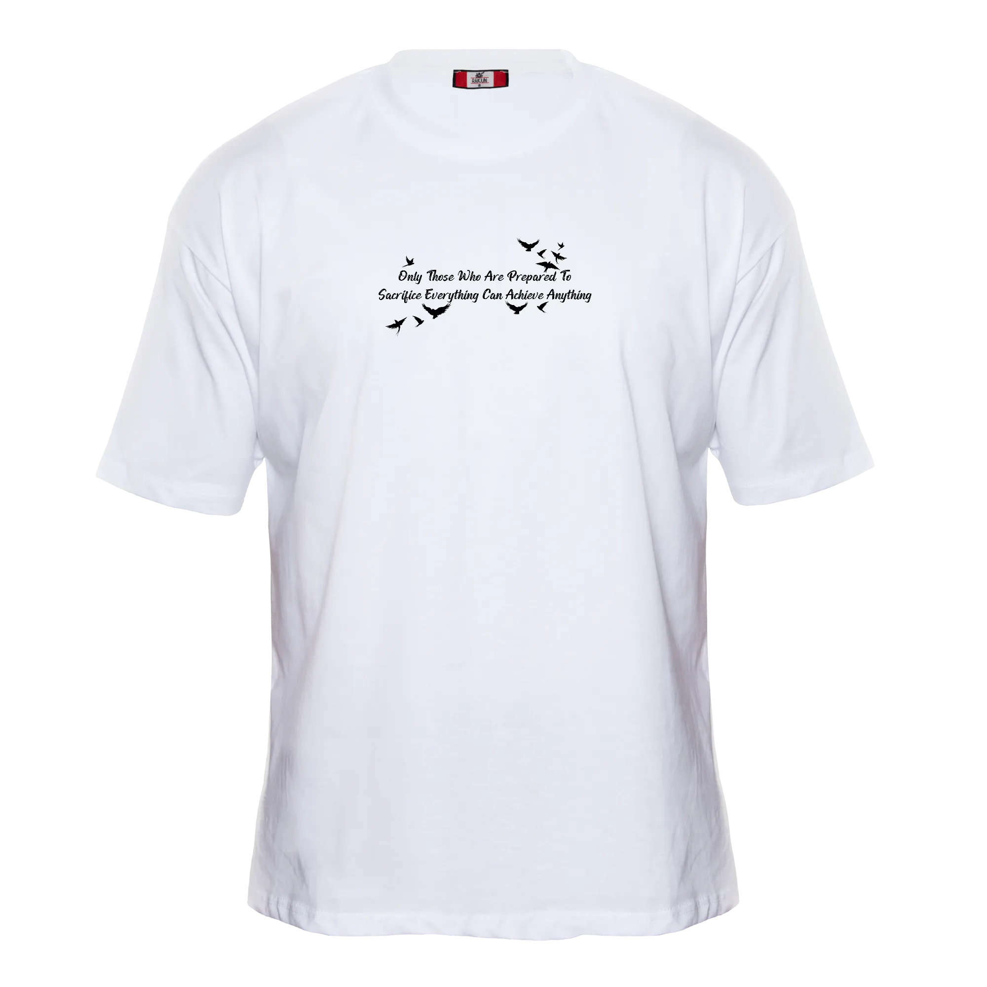 FREEDOM Premium Anime Shirt – Ecru – Front View with Quote and Birds – Streetwear by RAKUN