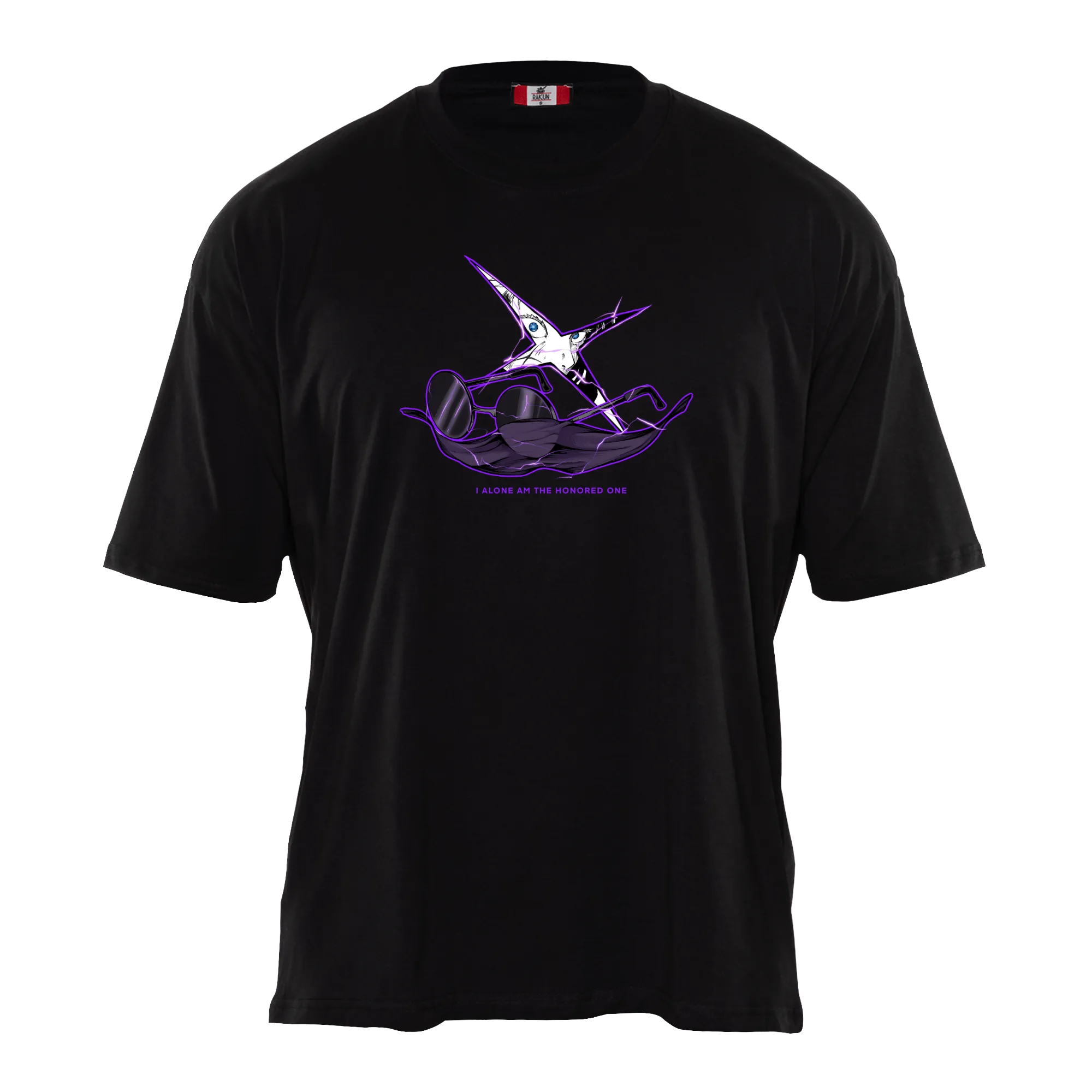 HONORED ONE Premium Anime T-Shirt – Black – Front View – Streetwear by RAKUN