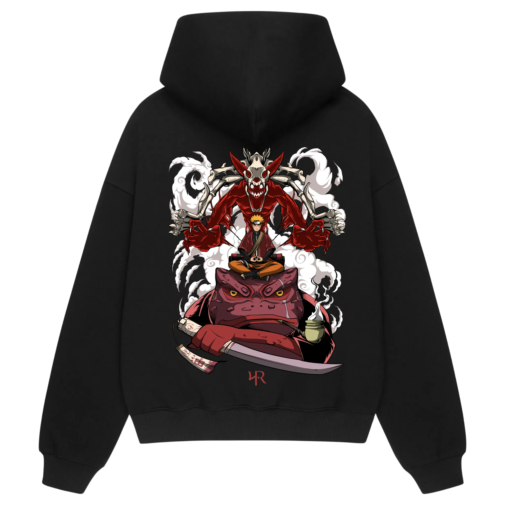 Back view of SAGE MODE hoodie — Naruto Uzumaki inspired design in Sage Mode, detailed anime artwork printed on premium black hoodie.