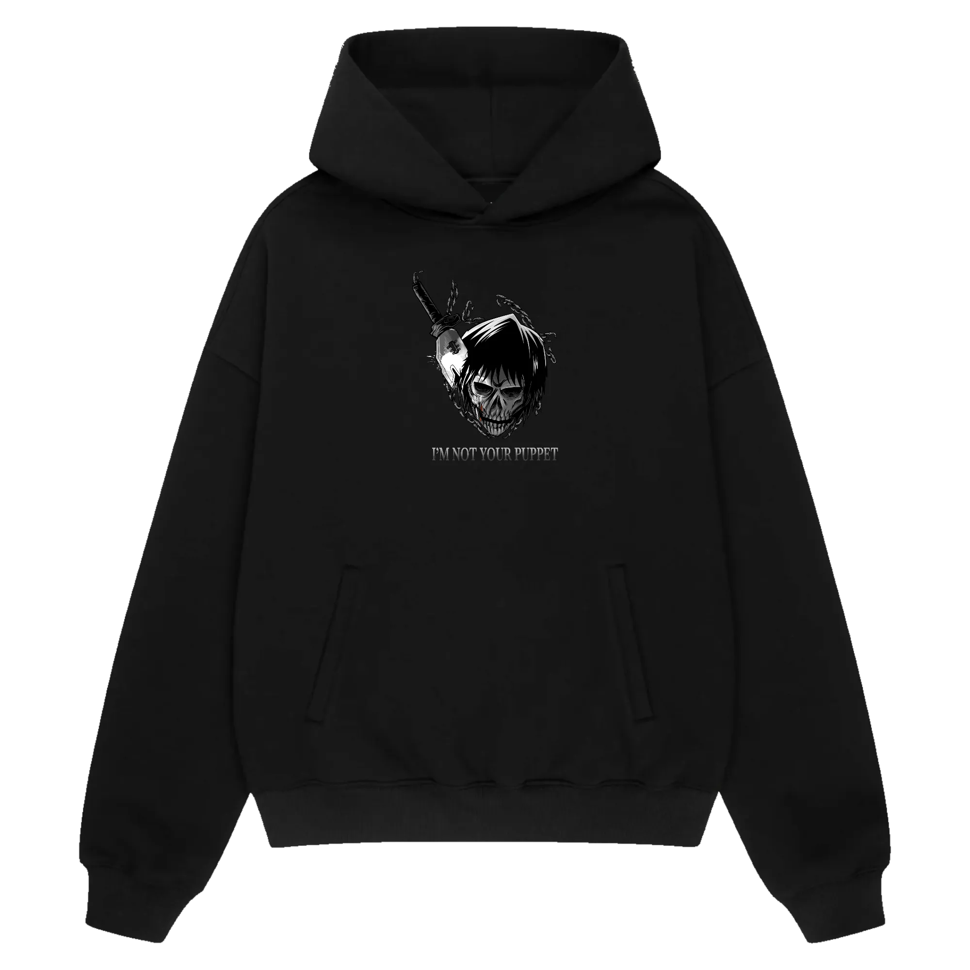 NATURAL BORN KILLER Premium Anime Hoodie – Black – Front View – Streetwear by RAKUN