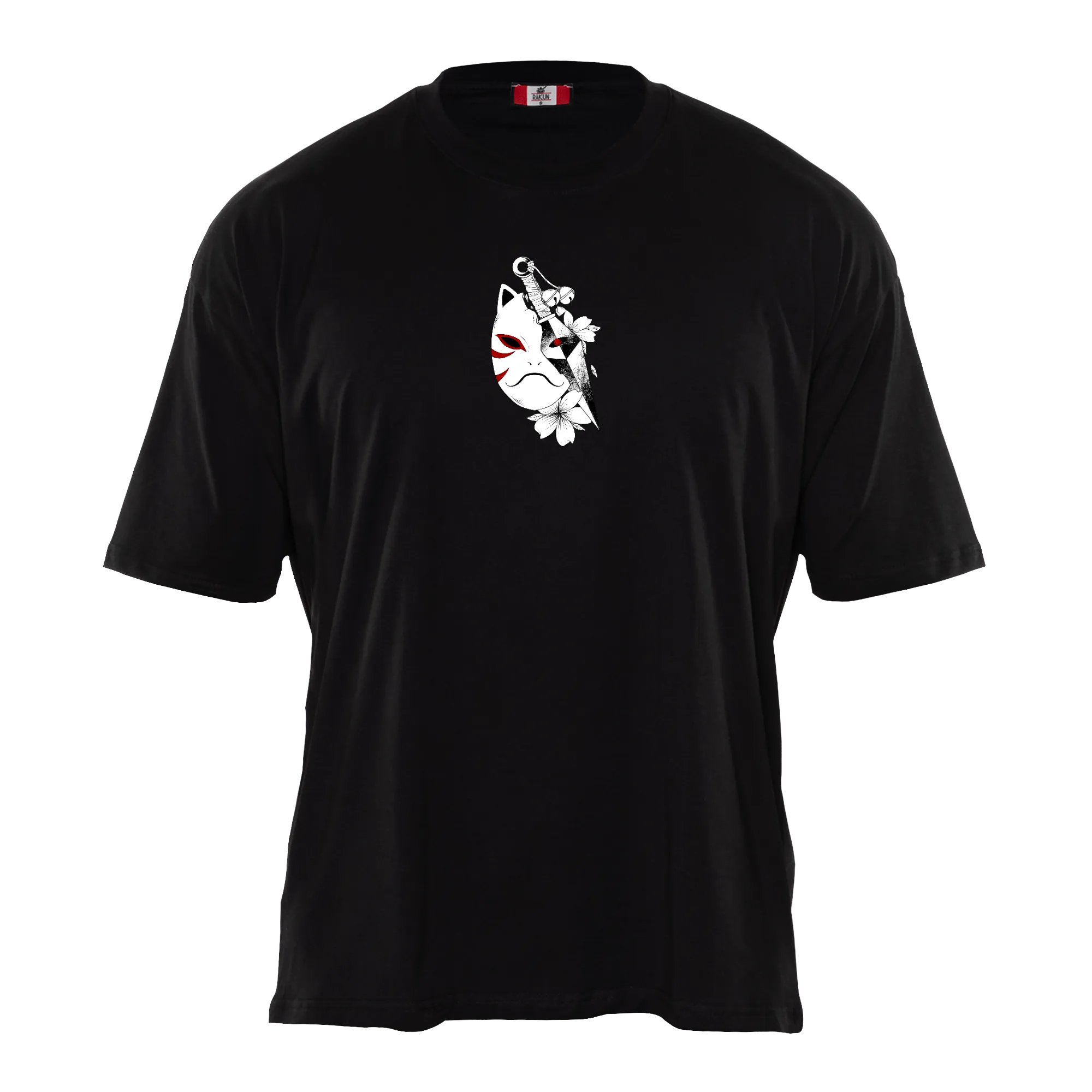 RULE BREAKER Premium Anime T-Shirt – Black – Front View with Mask and Kunai – Streetwear by RAKUN
