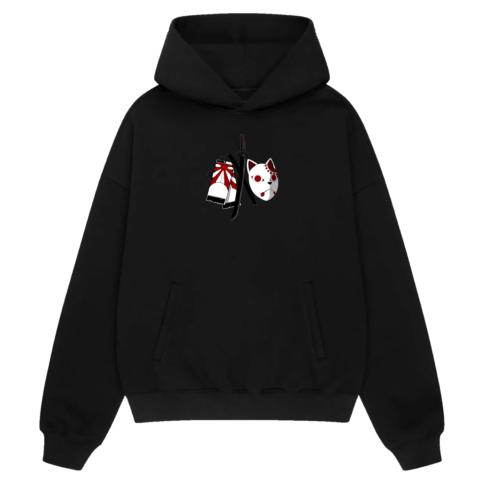 SUN BREATHING Premium Anime Hoodie – Black – Front View – Streetwear by RAKUN